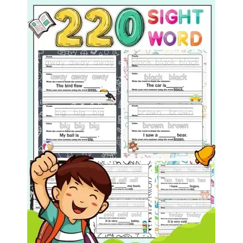 220 Sight Word: High-frequency sight word worksheets 5 Level for Pre-primer Primer First Second and Third or Preschoolers to 3rd Grade