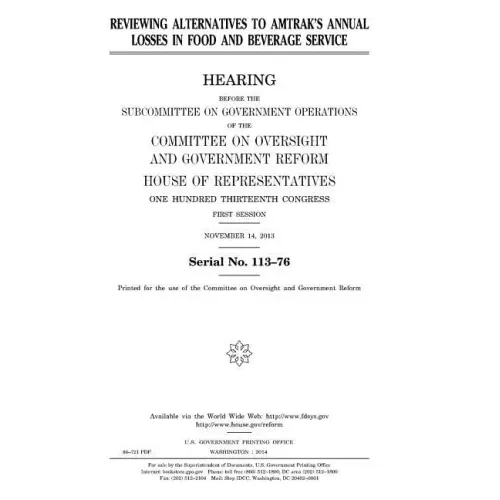 Reviewing alternatives to Amtrak's annual losses in food and beverage service